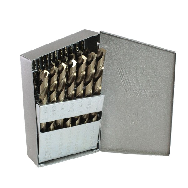 Triumph Twist Drill 1/16"1/2"x64Ths w/ Metal Index Cobalt Drill Set